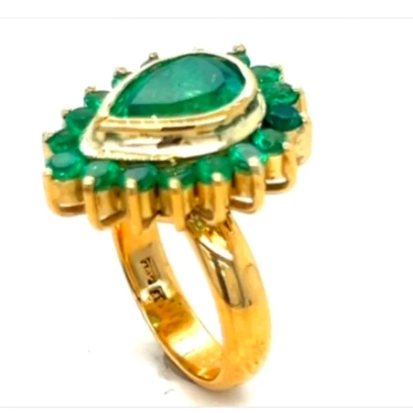18K COLOMBIAN Emerald Bridal Ring - Picture 2 of 4